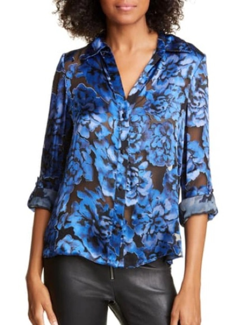 Alice + Olivia Eloise Floral Burnout Blouse Size S/P